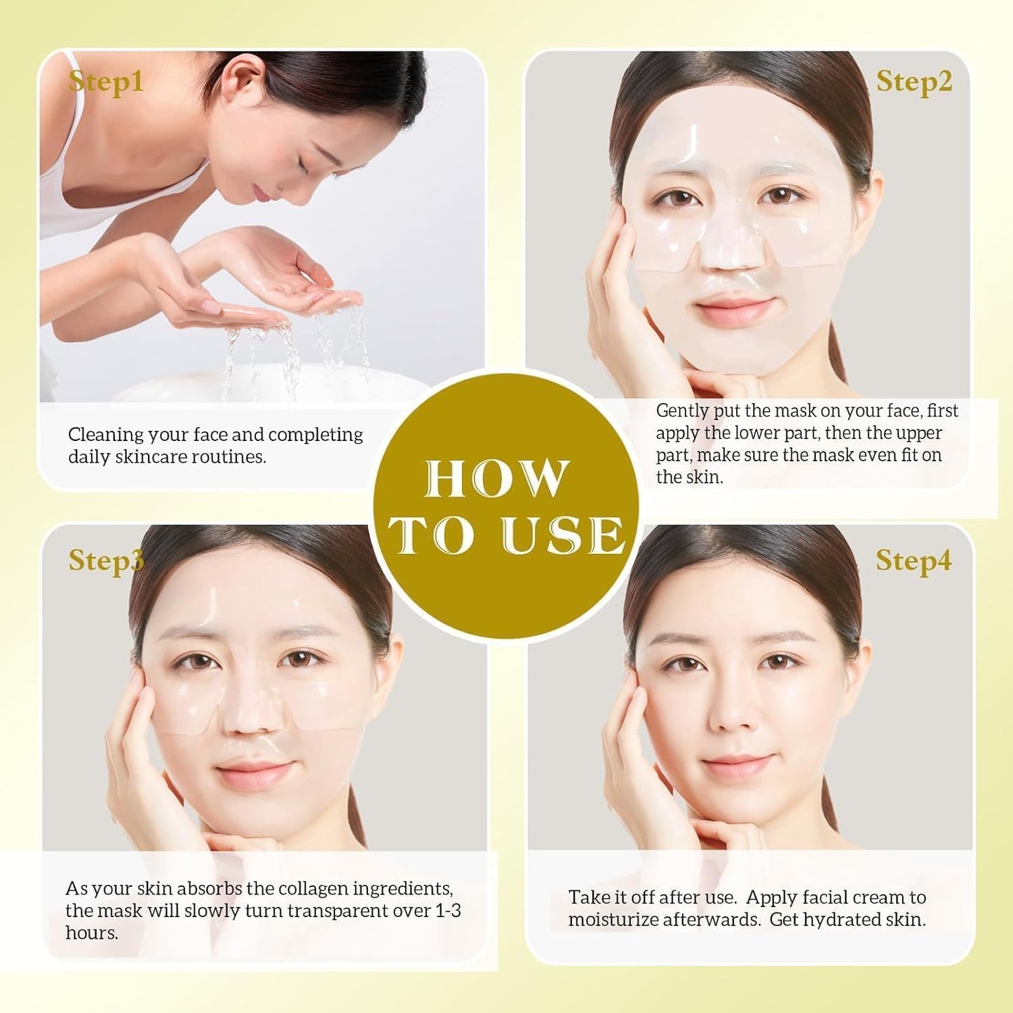Bio-Collagen Overnight Collagen Face Mask, Deep Collagen Anti-Wrinkle Lifting Glass Glow Face Mask for Moisturizing, Firming, Glowing Skin Care, Bio Collagen Sheet Mask for All Skin Types, 17 Packs