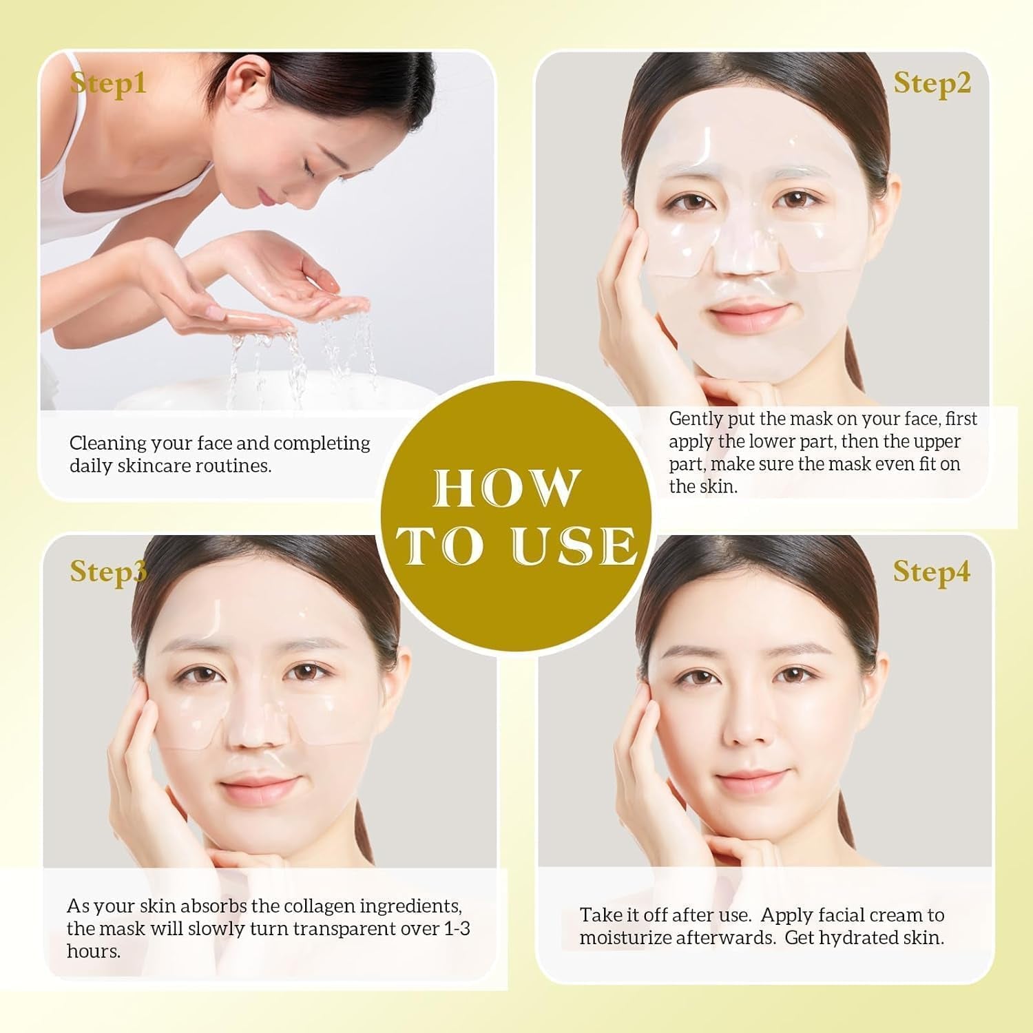 Bio-Collagen Overnight Collagen Face Mask, Deep Collagen Anti-Wrinkle Lifting Glass Glow Face Mask for Moisturizing, Firming, Glowing Skin Care, Bio Collagen Sheet Mask for All Skin Types, 17 Packs