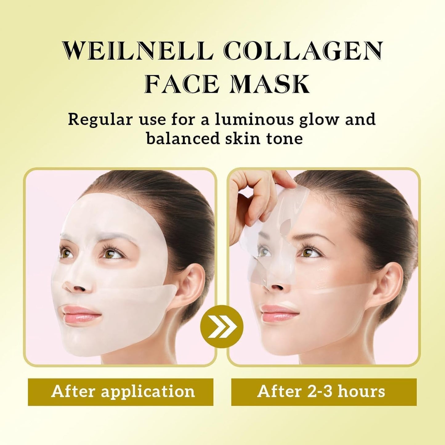 Bio-Collagen Overnight Collagen Face Mask, Deep Collagen Anti-Wrinkle Lifting Glass Glow Face Mask for Moisturizing, Firming, Glowing Skin Care, Bio Collagen Sheet Mask for All Skin Types, 17 Packs